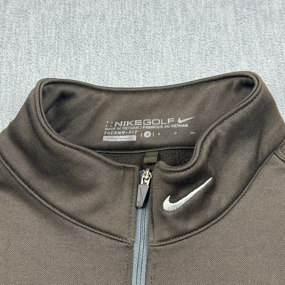 Nike Golf Therma Fit Sweatshirt Mens Small Brown Fleece Pullover 1/2 Zip‎ Active